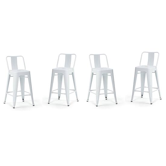 Simpli Home Rayne Metal Counter Height Stool Set of 4 White
