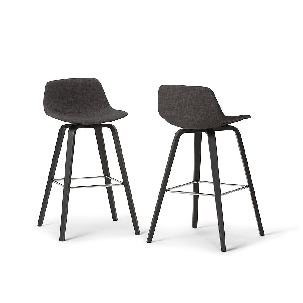 Angle View: Simpli Home - Randolph Bentwood Counter Height Stool (Set of 2) - Charcoal Grey, Black