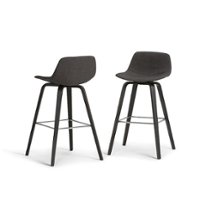 Simpli Home - Randolph Bentwood Counter Height Stool (Set of 2) - Charcoal Grey, Black - Front_Zoom