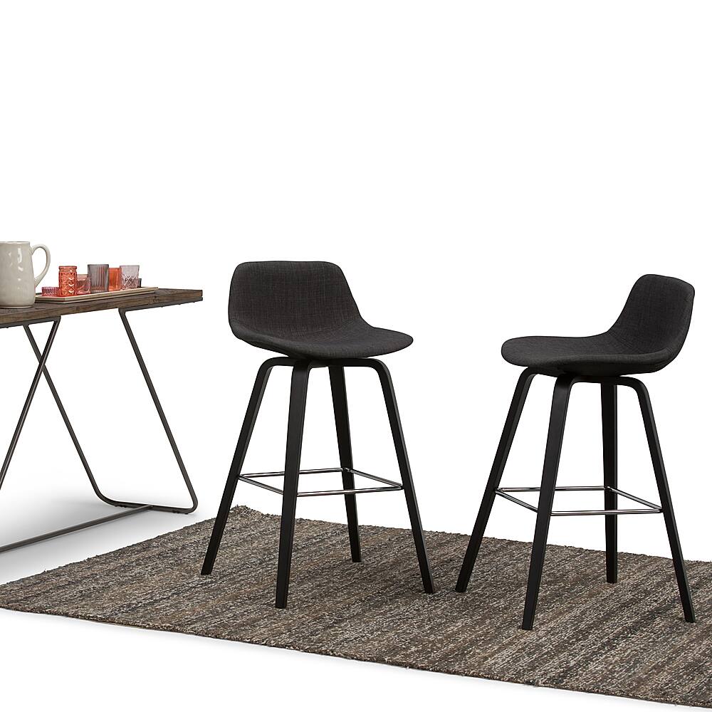 Left View: Simpli Home - Randolph Bentwood Counter Height Stool (Set of 2) - Charcoal Grey, Black