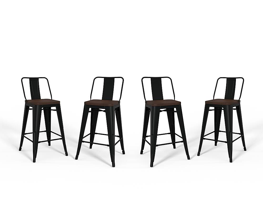 Angle View: Simpli Home - Rayne Metal and Wood Counter Height Stool (Set of 4) - Black