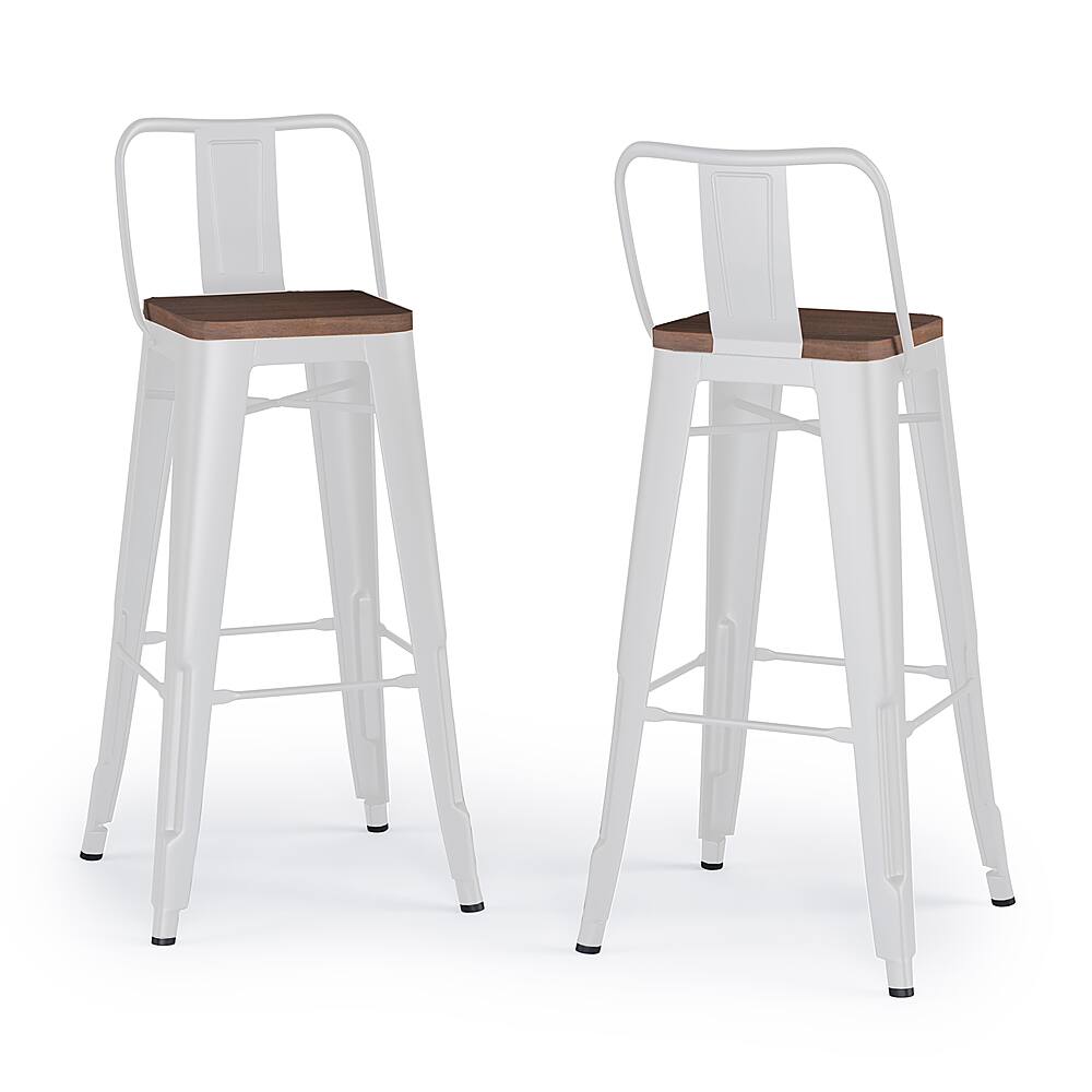 Angle View: Simpli Home - Rayne Metal and Wood Bar Stool (Set of 2) - White