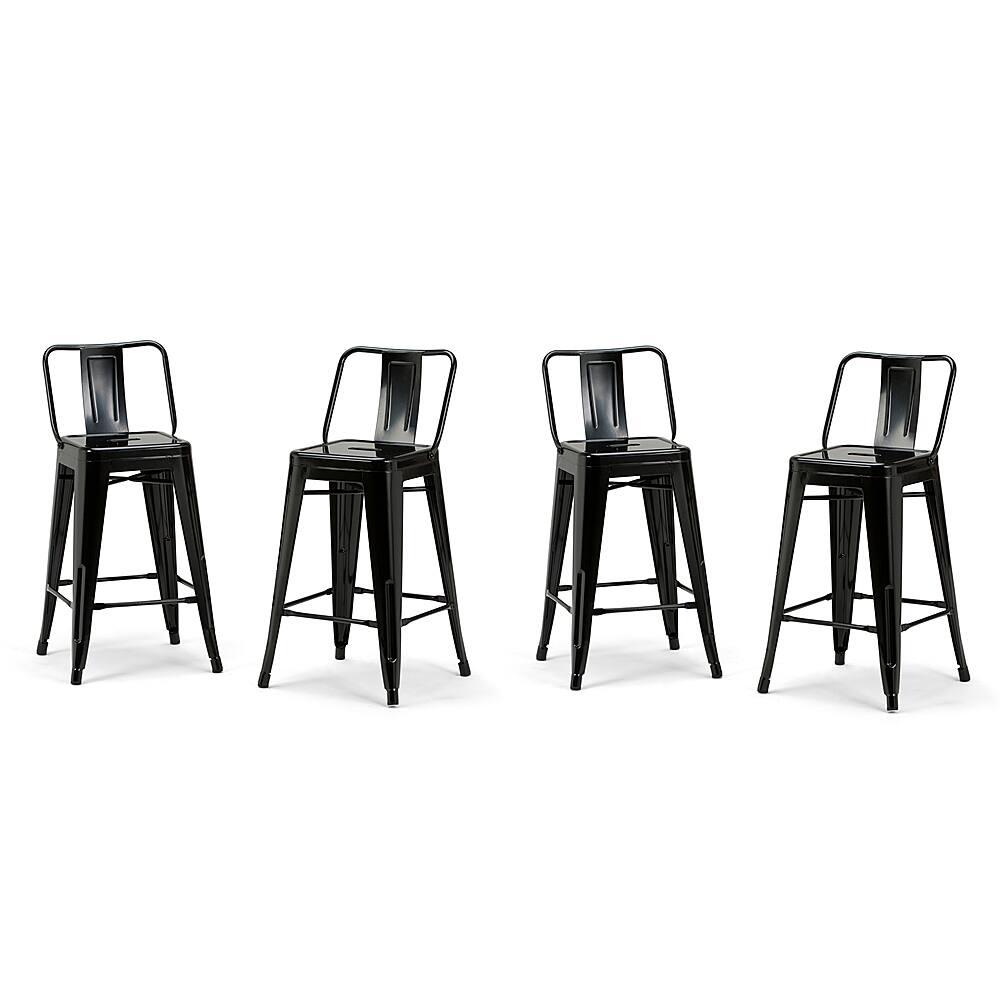 Angle View: Simpli Home - Rayne Metal Counter Height Stool (Set of 4) - Black