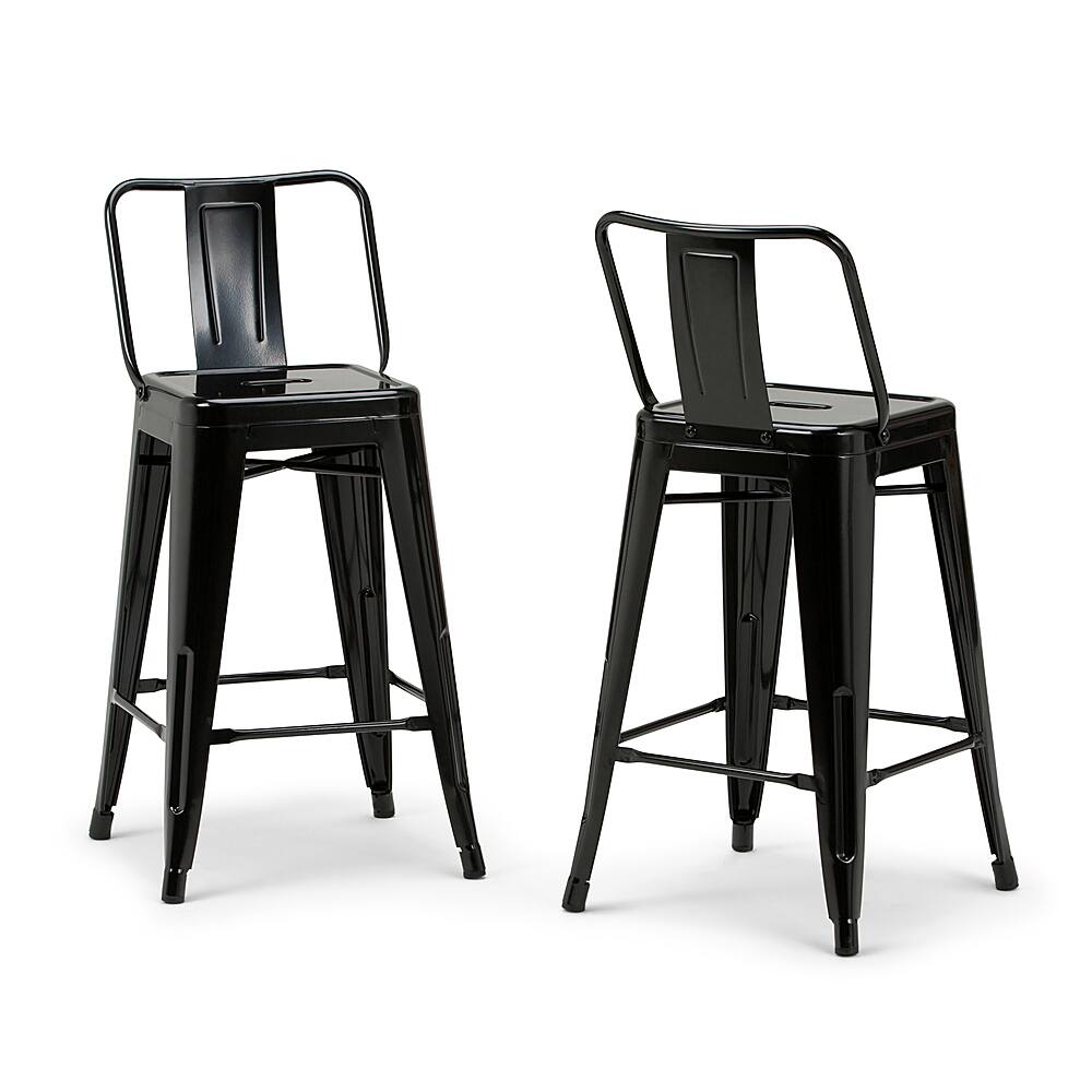 Angle View: Simpli Home - Rayne Metal Counter Height Stool (Set of 2) - Black