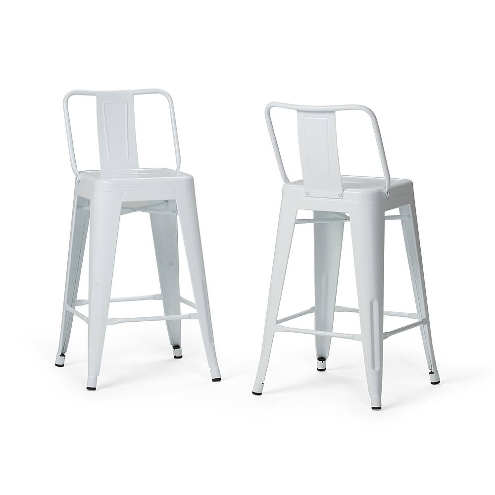 Angle View: Simpli Home - Rayne Metal Counter Height Stool (Set of 2) - White