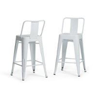 Simpli Home - Rayne Metal Counter Height Stool (Set of 2) - White - Front_Zoom
