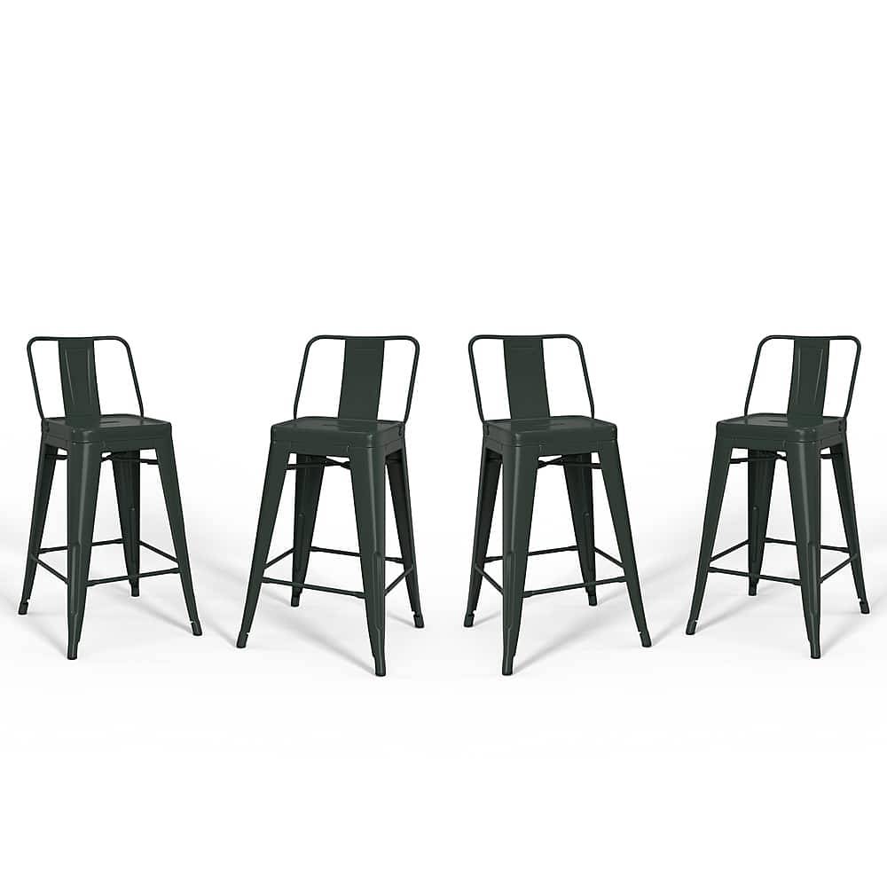 Angle View: Simpli Home - Rayne Metal Counter Height Stool (Set of 4) - Deep Sage Green