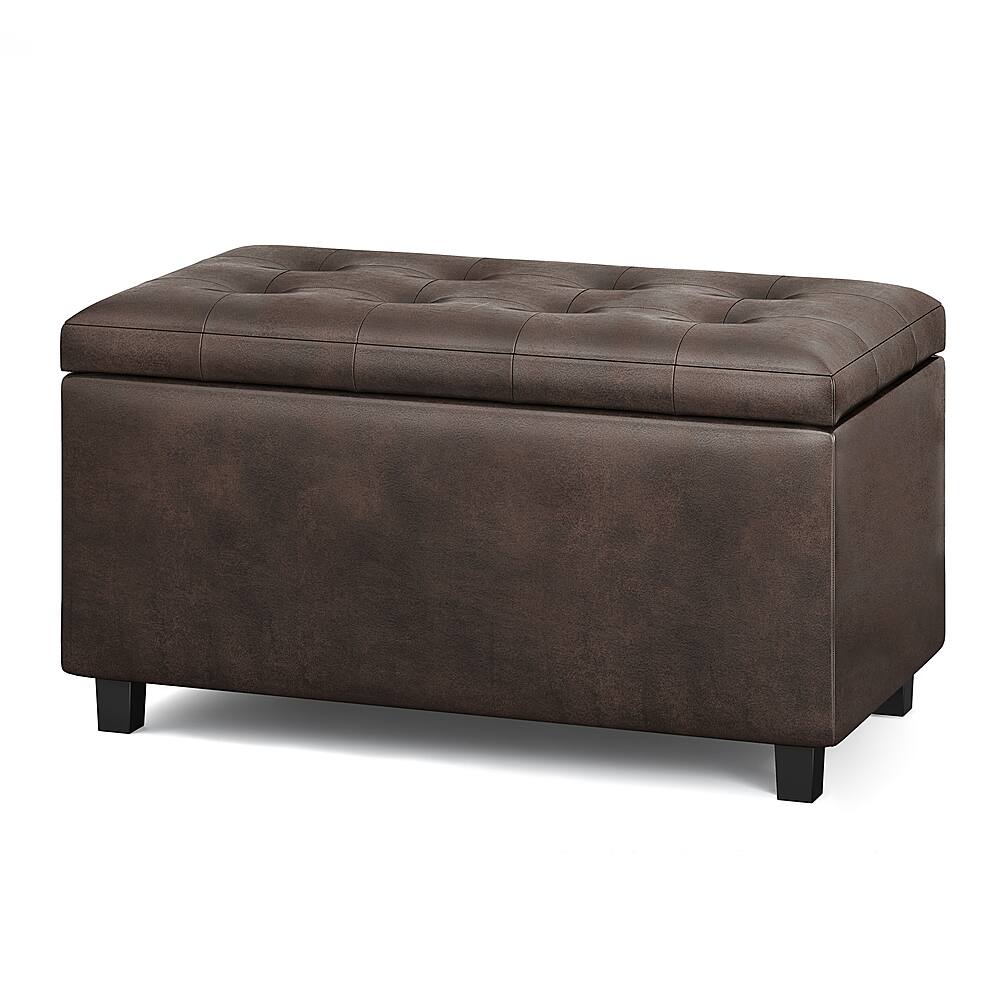 Angle View: Simpli Home - Cosmopolitan Storage Ottoman - Distressed Brown