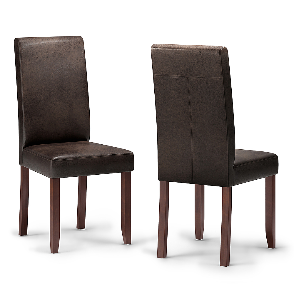 Angle View: Simpli Home - Acadian Parson Dining Chair (Set of 2) - Distressed Brown