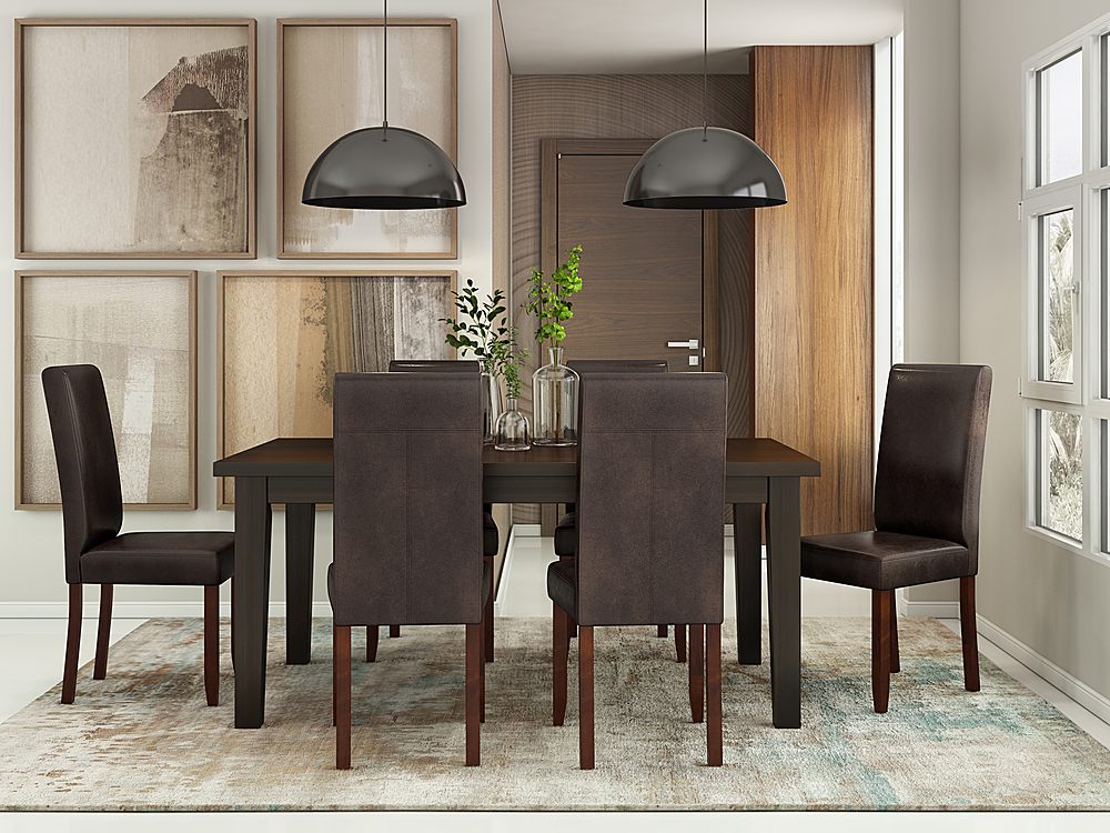 Left View: Simpli Home - Acadian Parson Dining Chair (Set of 2) - Distressed Brown