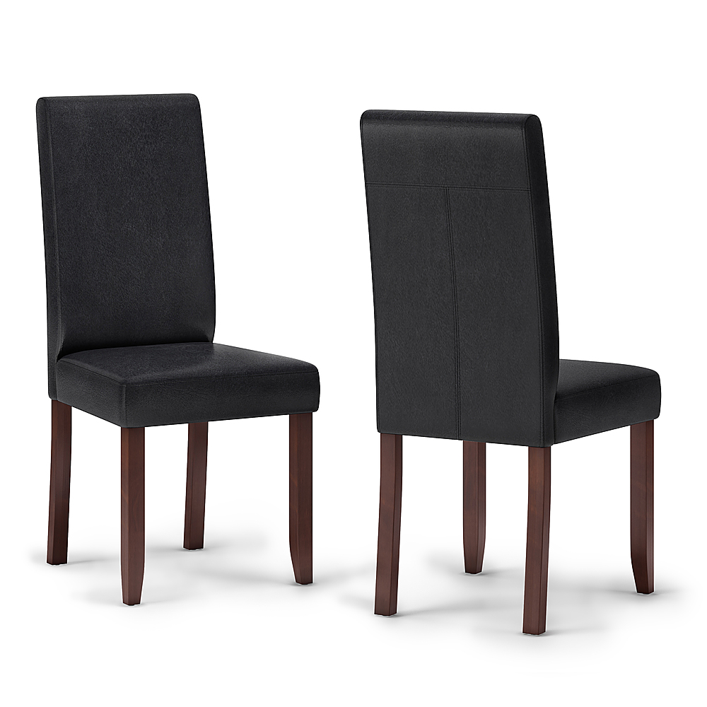Angle View: Simpli Home - Ashford 4-Leg Faux Leather and High-Density Foam Dining Chairs (Set of 2) - Stone Gray