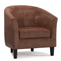 Simpli Home - Austin 30 inch Wide Tub Chair - Distressed Saddle Brown - Front_Zoom