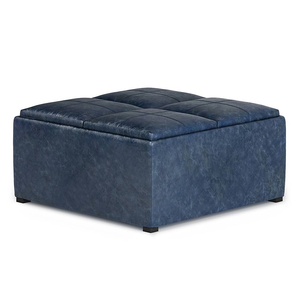 Angle View: Simpli Home - Avalon Square Coffee Table Storage Ottoman - Denim Blue