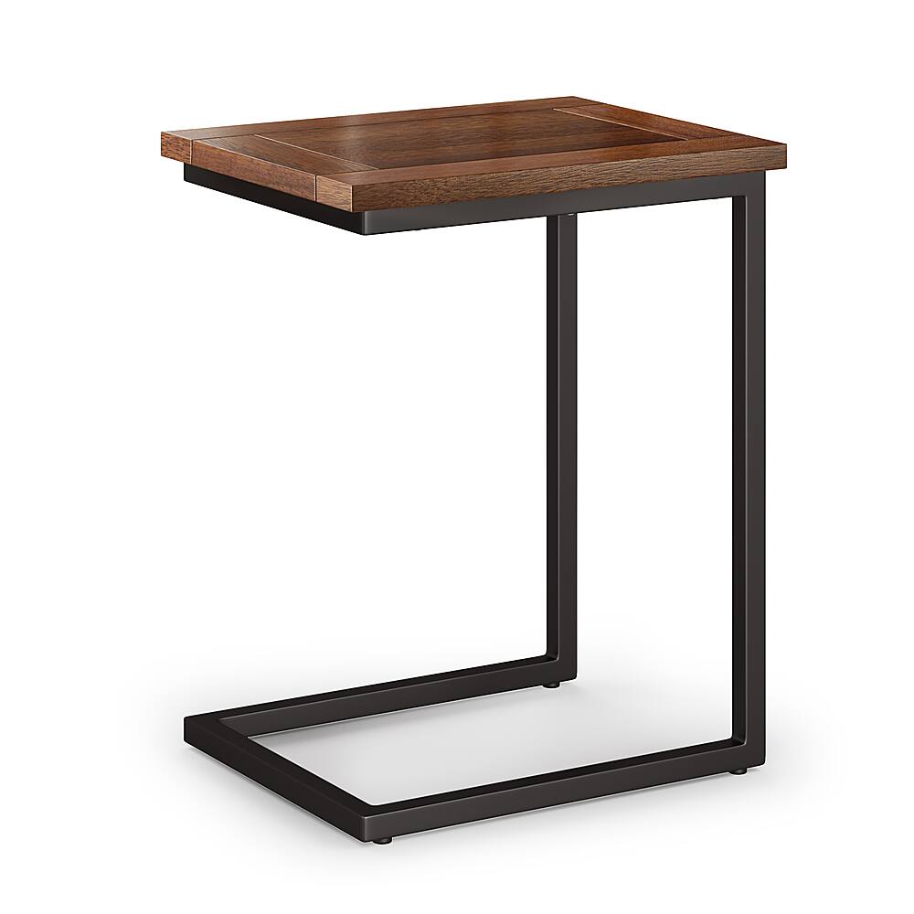 Angle View: Simpli Home - Skyler Wide C Side Table - Dark Cognac Brown