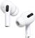 Front. Apple - Geek Squad Certified Refurbished AirPods Pro (1st generation) with Magsafe Charging Case - White.