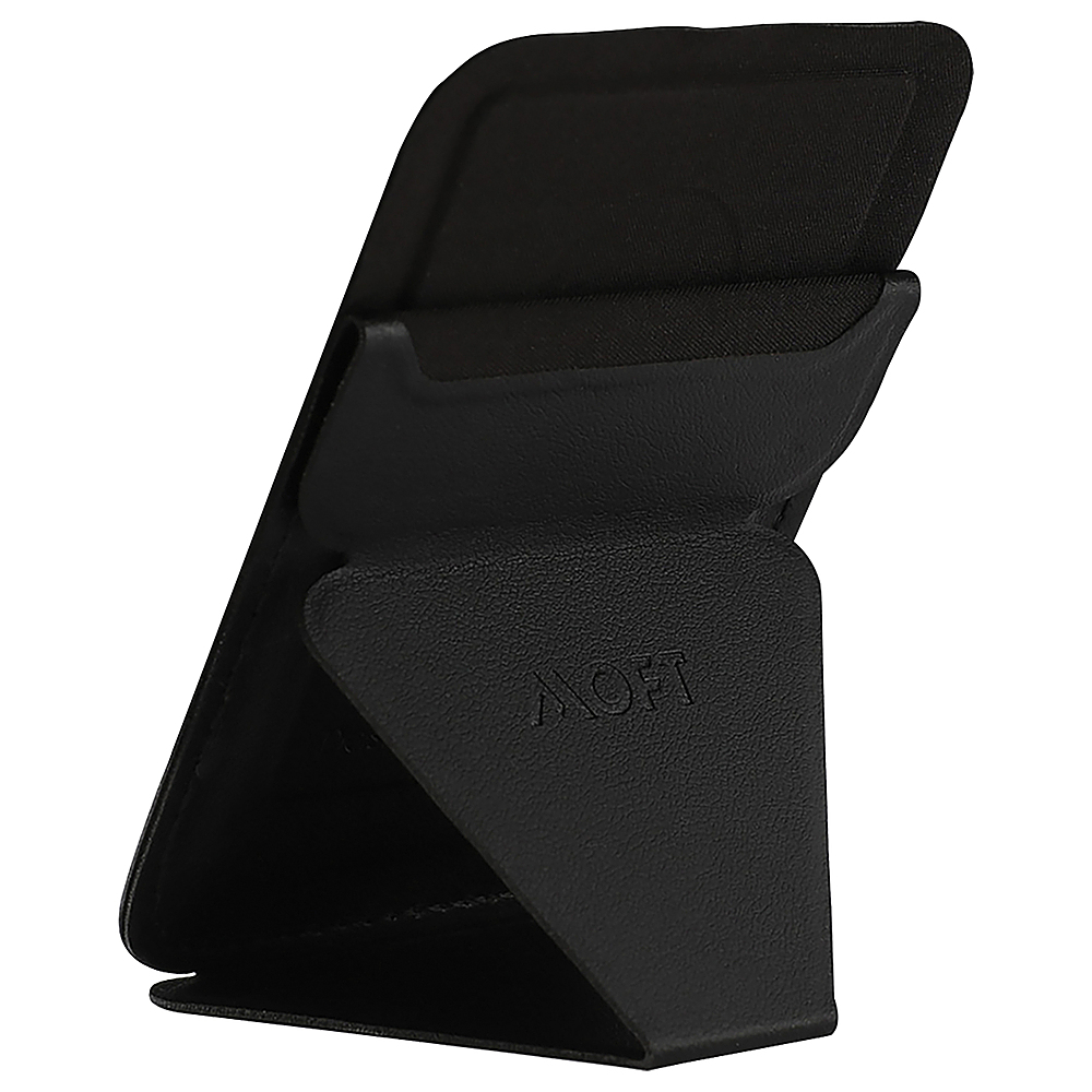 Left View: MOFT - Snap-on Phone Stand and Wallet for iPhone 12 and 13 Series - Night Black