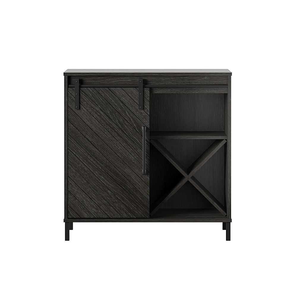 Angle View: Twin Star Home - Accent Cabinet with Sliding Door and Wine Storage - Fullerton Oak