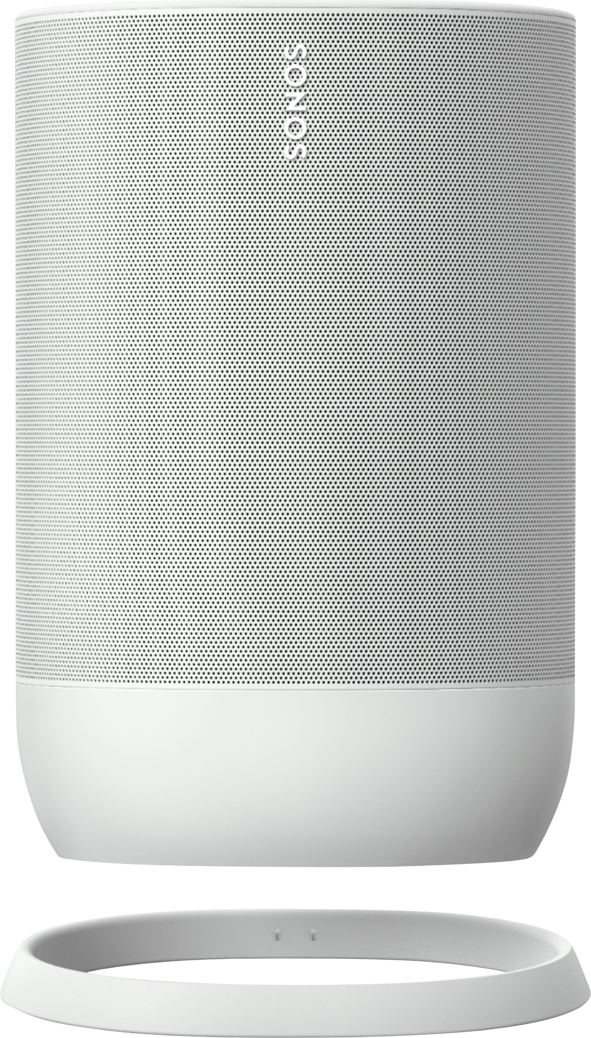Left View: Sonos - Geek Squad Certified Refurbished Move Smart Portable Wi-Fi and Bluetooth Speaker with Alexa and Google Assistant - White