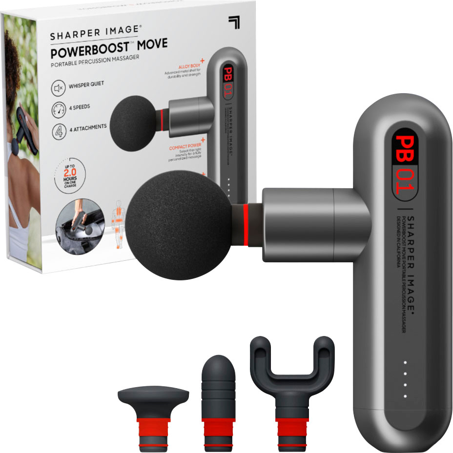 Angle View: Sharper Image - Powerboost Move Deep Tissue Travel Percussion Massager - Grey