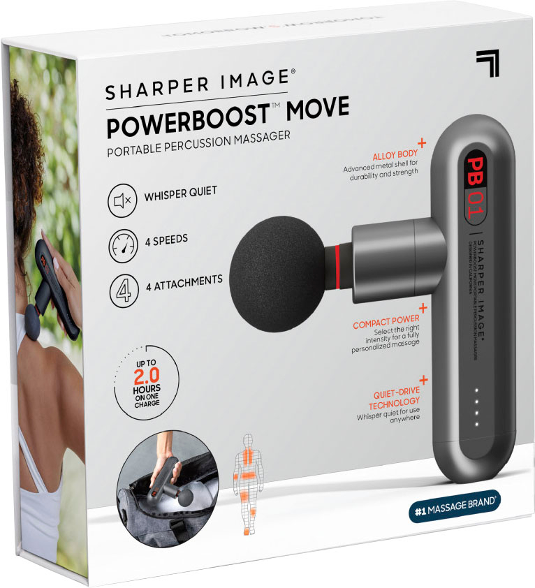 Sharper Image Powerboost Move Deep Tissue Travel Percussion Massager Grey 1014502 Best Buy