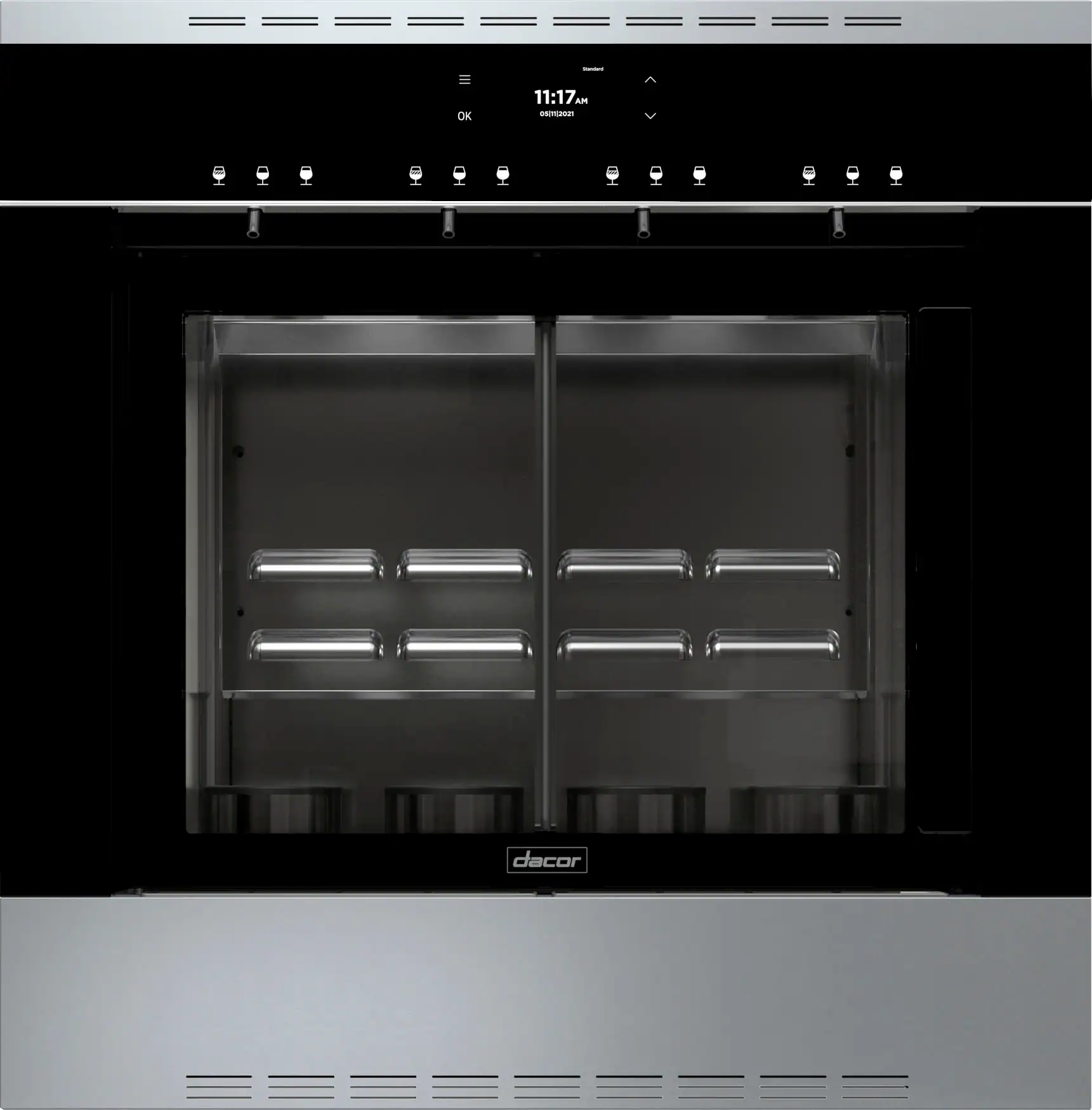 Front. Dacor - Four Bottle Built-In Dual Zone Wine Dispenser with Argon Preservation and Custom Pour - Black.