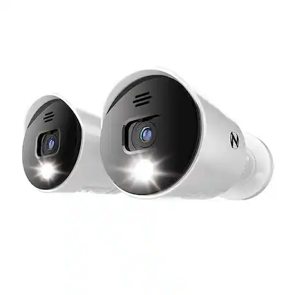Front. Night Owl - 2-Camera Indoor/Outdoor Wired 1080p HD Spotlight Cameras with Audio - White/Black.