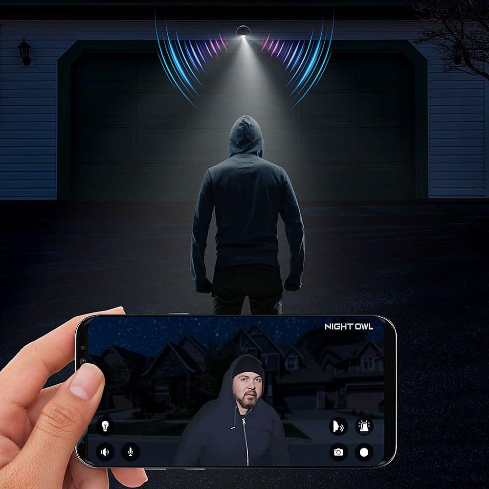 Alt View 19. Night Owl - 2-Camera Indoor/Outdoor Wired 1080p HD Spotlight Cameras with Audio - White/Black.