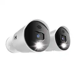 Night Owl - Wired Add On 4K Ultra HD Spotlight Cameras with Audio (2-Pack) - White/Black