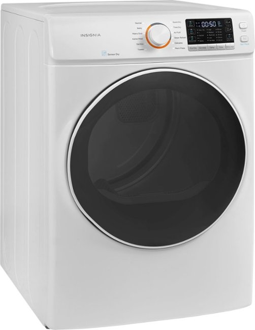 Insignia™ - 8.0 Cu. Ft. Electric Dryer with Steam, Sensor Dry and ENERGY STAR Certification - White_1