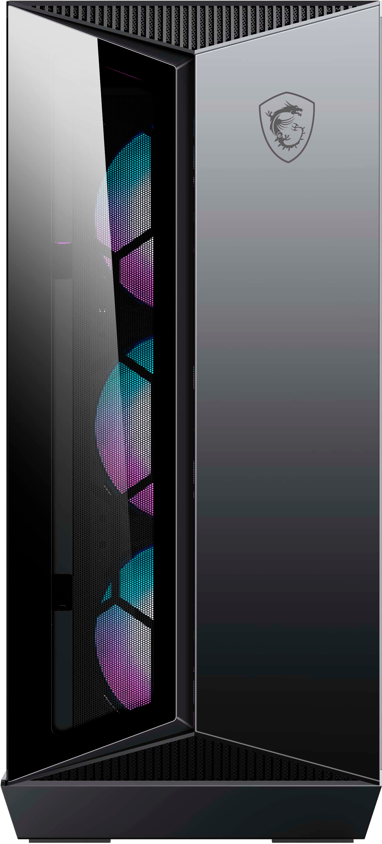 Back View: MSI - Aegis ZS Gaming Desktop - AMD Ryzen - R7-5800X - 16GB Memory - RX 6700XT - 1TB SSD - Black