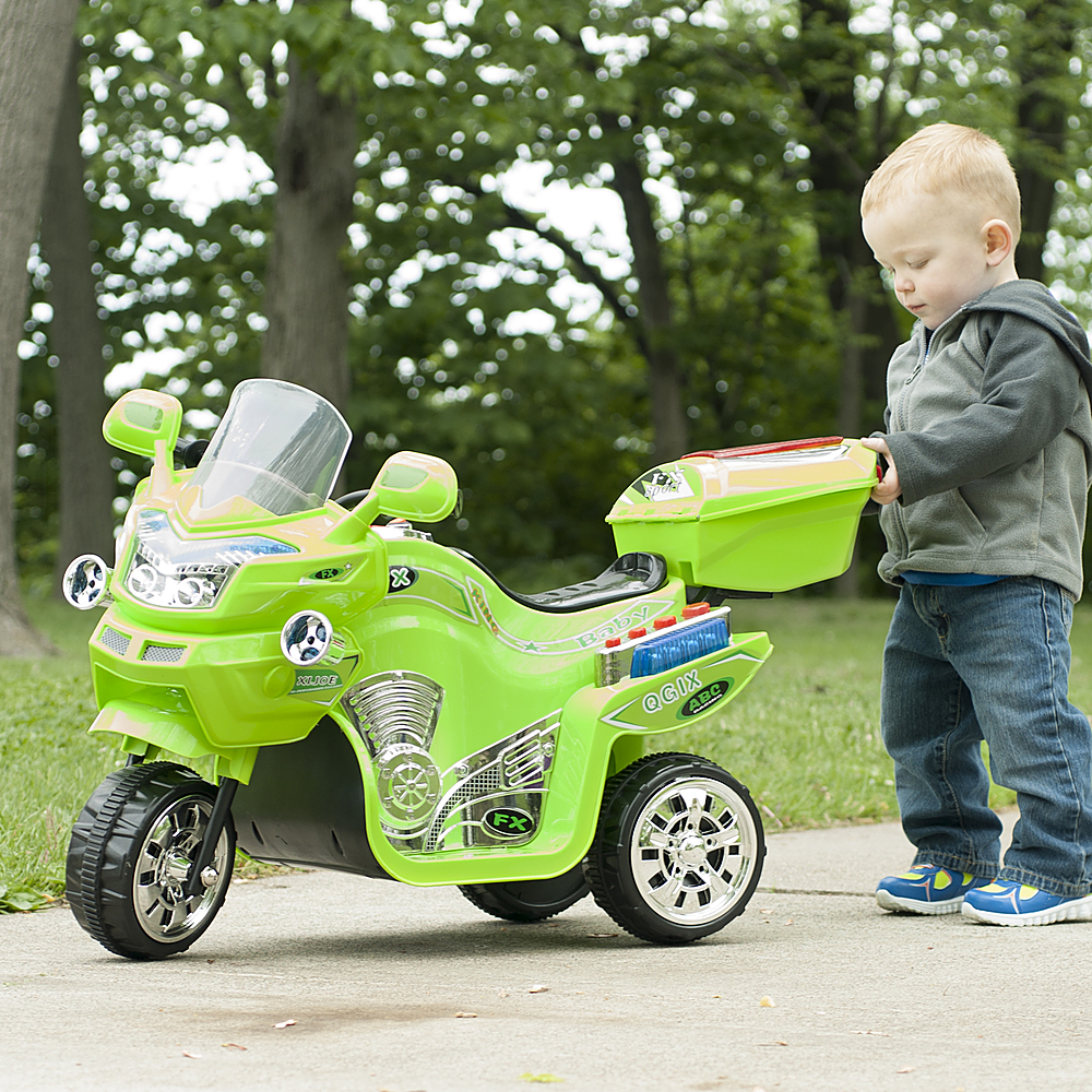 Electric Motorcycle for Kids 3-Wheel Battery Powered Motorbike for Kids Ages 3 -6 by Toy Time - Green