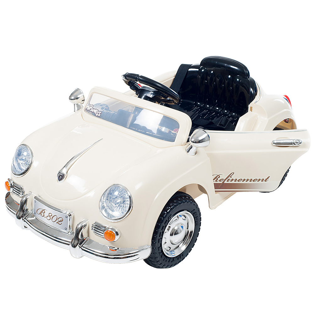 Kids Ride On Car with Remote Control Classic Sports Car Battery Powered Ride On Toys with Sound by Toy Time - Cream