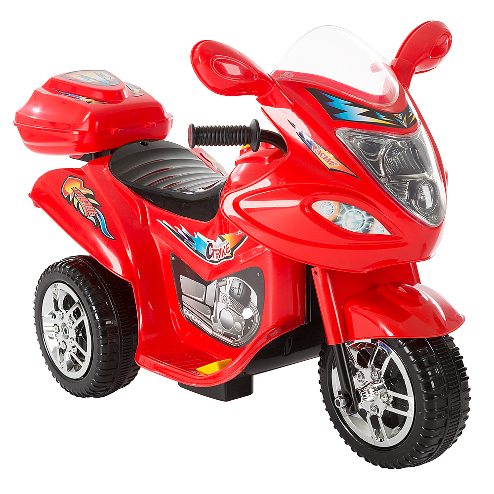 Electric Motorcycle for Kids 3-Wheel Trike - Battery Powered Fun Decals, Reverse, and Headlights by Toy Time - Red