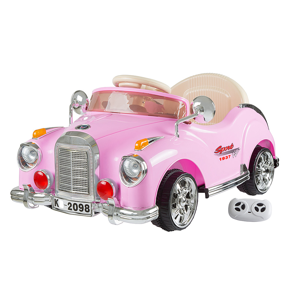 Kids Ride On Car with Remote Control Classic Coupe Car for Kids 6V Battery Powered with Sound by Toy Time - Pink