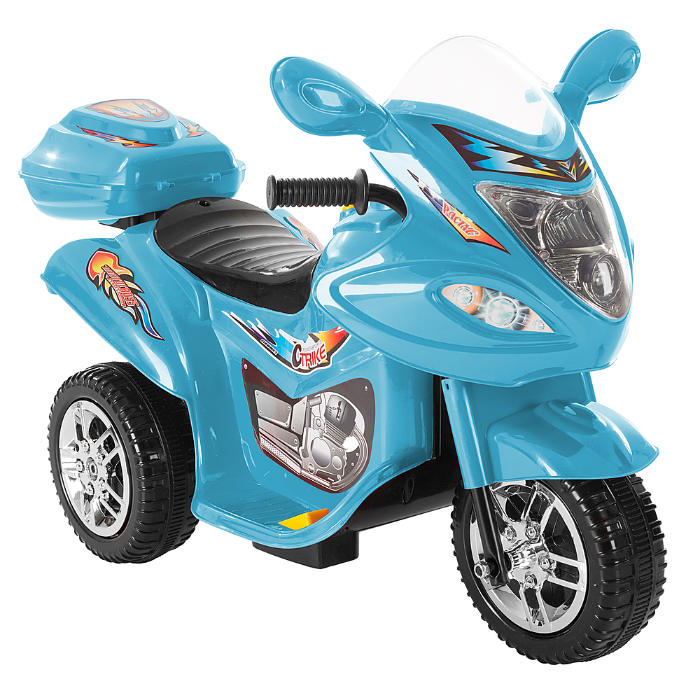Electric Motorcycle for Kids 3-Wheel Trike - Battery Powered Fun Decals, Reverse, and Headlights by Toy Time - Blue