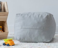 Acme Made - Kids Square Pouf - Fog Grey - Front_Zoom