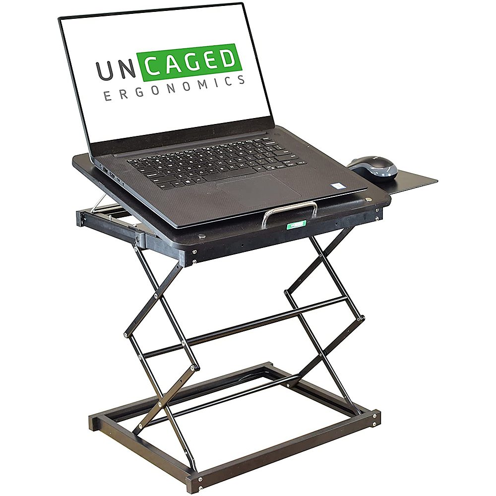 Angle View: Uncaged Ergonomics - CD4 Ergonomic Laptop Stand and Standing Desk - Black