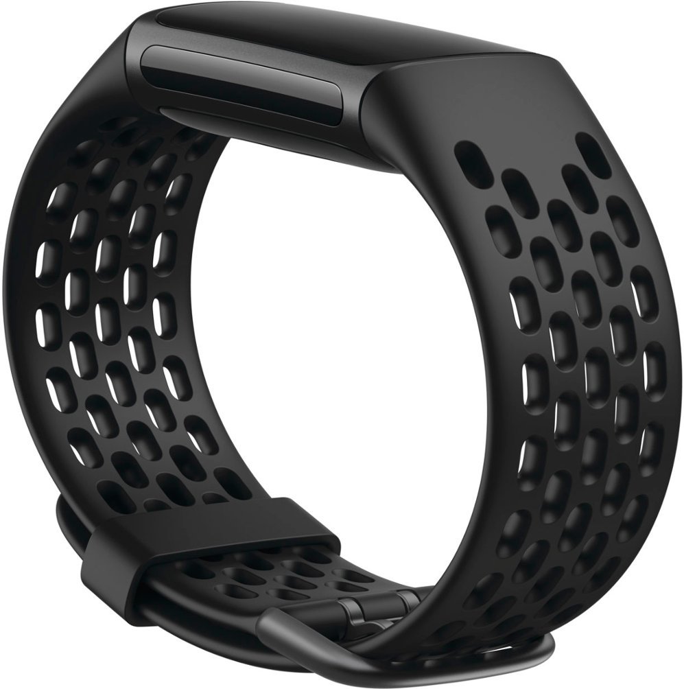 Zoom in on Angle Zoom. Fitbit Charge 5 Sport Accessory Band, Small - Black.