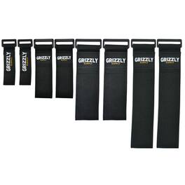 Grizzly Supply - 6" (2pc), 9" (2pc), 12" (2pc), 18" (2pc) Hook and Loop Stretch Strap - Black