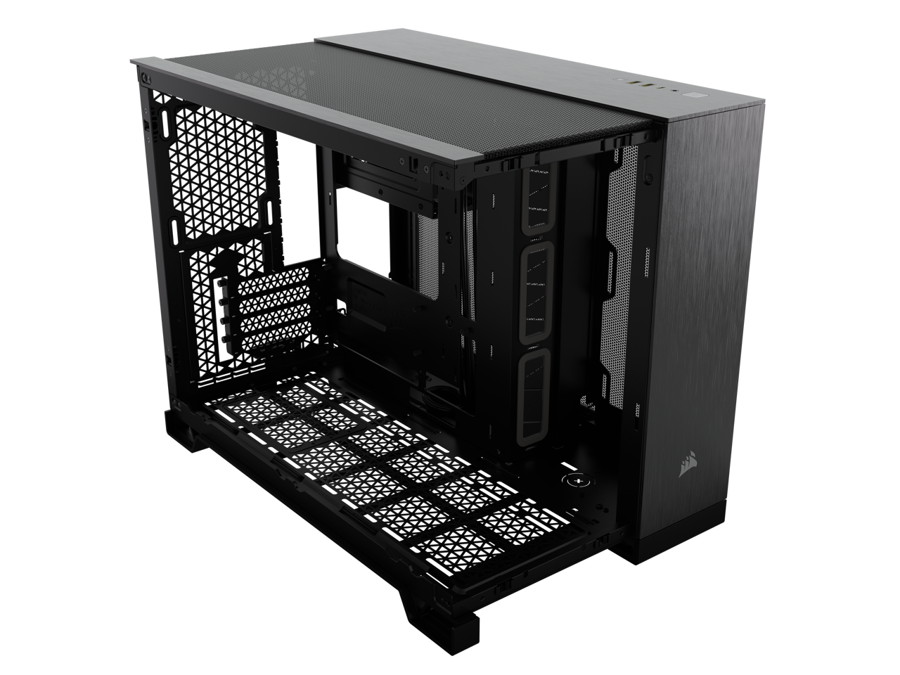 Alt View 2. CORSAIR - CORSAIR 2500X Micro ATX Dual Chamber PC Case, Black/Obsidian Aluminum, CC-9011287-WW - Black.