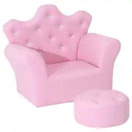 Qaba - Kids Sofa Set with Footstool - Pink