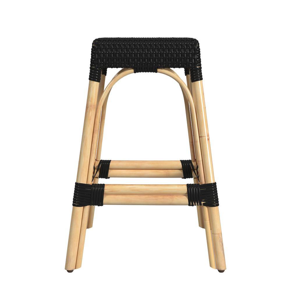 Left. Butler Specialty - Robias Rectangular Rattan 24.5" Counter Stool - Black.