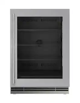 U-Line - 24"W. 5.1 Cu.Ft. Built-In Frame w. Glass Compact Refrigerator - Stainless Steel