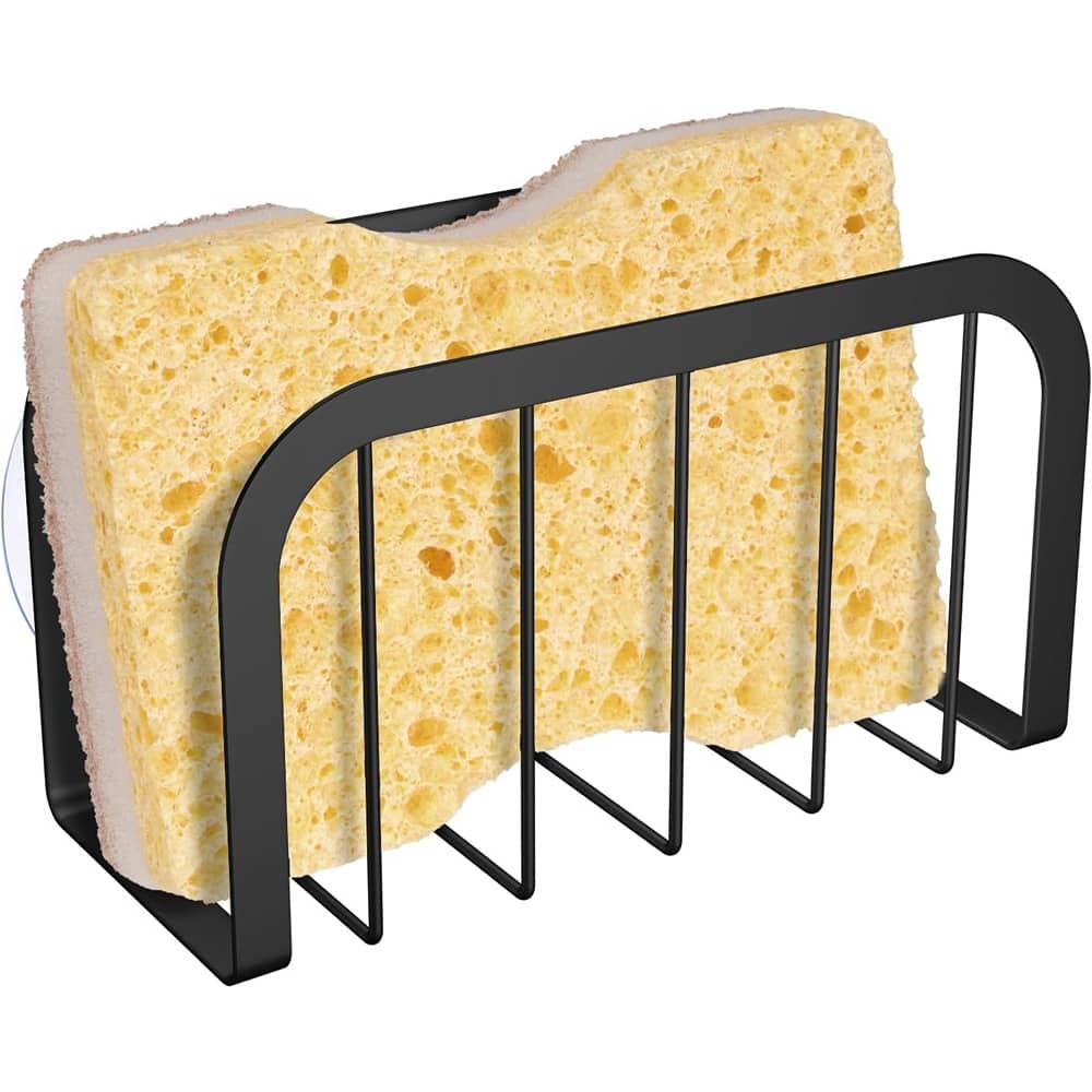 PARKER SLATER - Sink Sponge Holder – Black Kitchen Caddy with Strong Suction Cups
