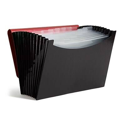 Front. Smead - Smead Heavy Duty Plastic Accordion File, 12 Pocket, Letter, Red/Black (70866) - Red/Black.