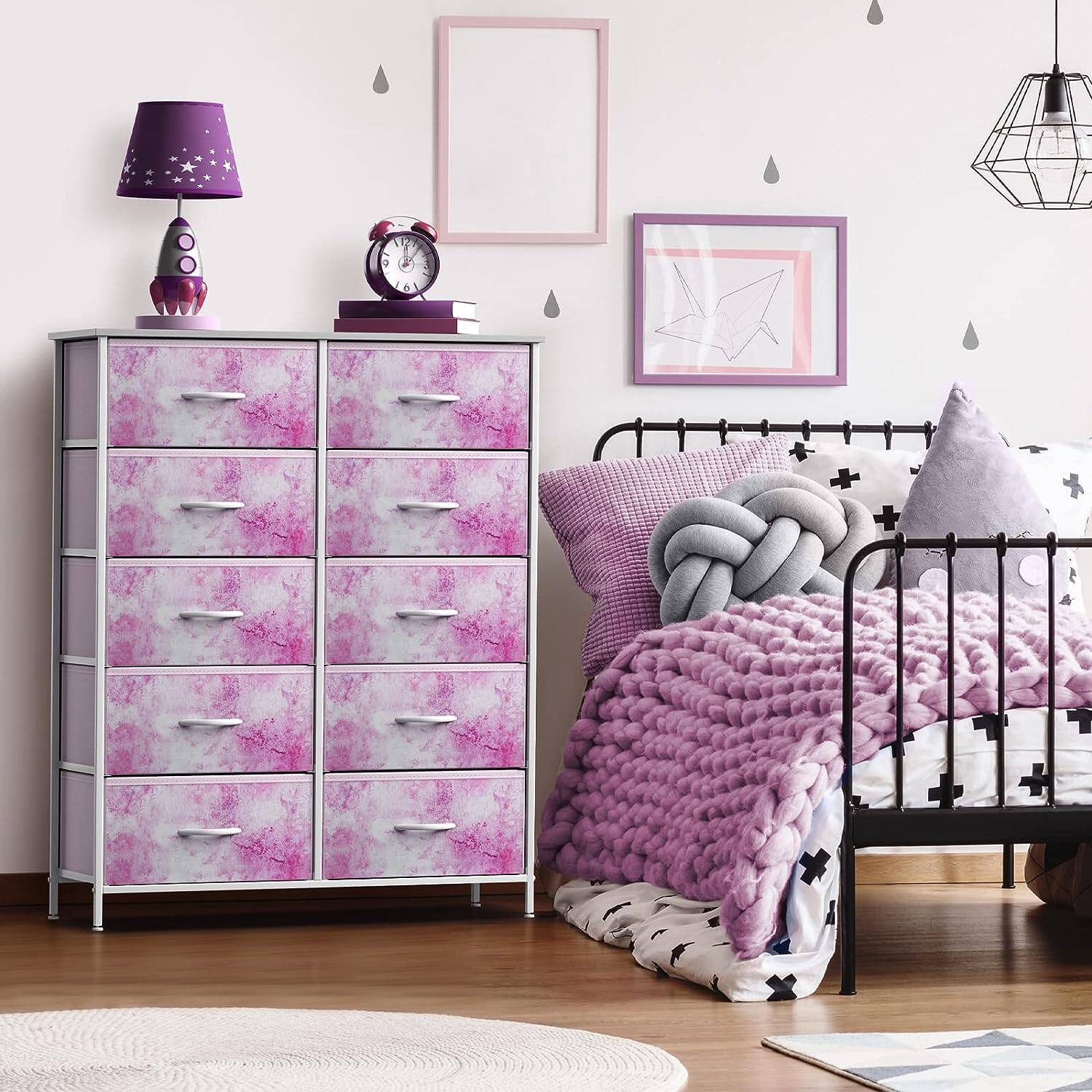 Alt View 2. Sorbus - Sorbus Dresser with 10 Drawers - Storage Unit Organizer Chest for Clothes - Bedroom, Room, Nursery, & Closet - Tie dye pink.