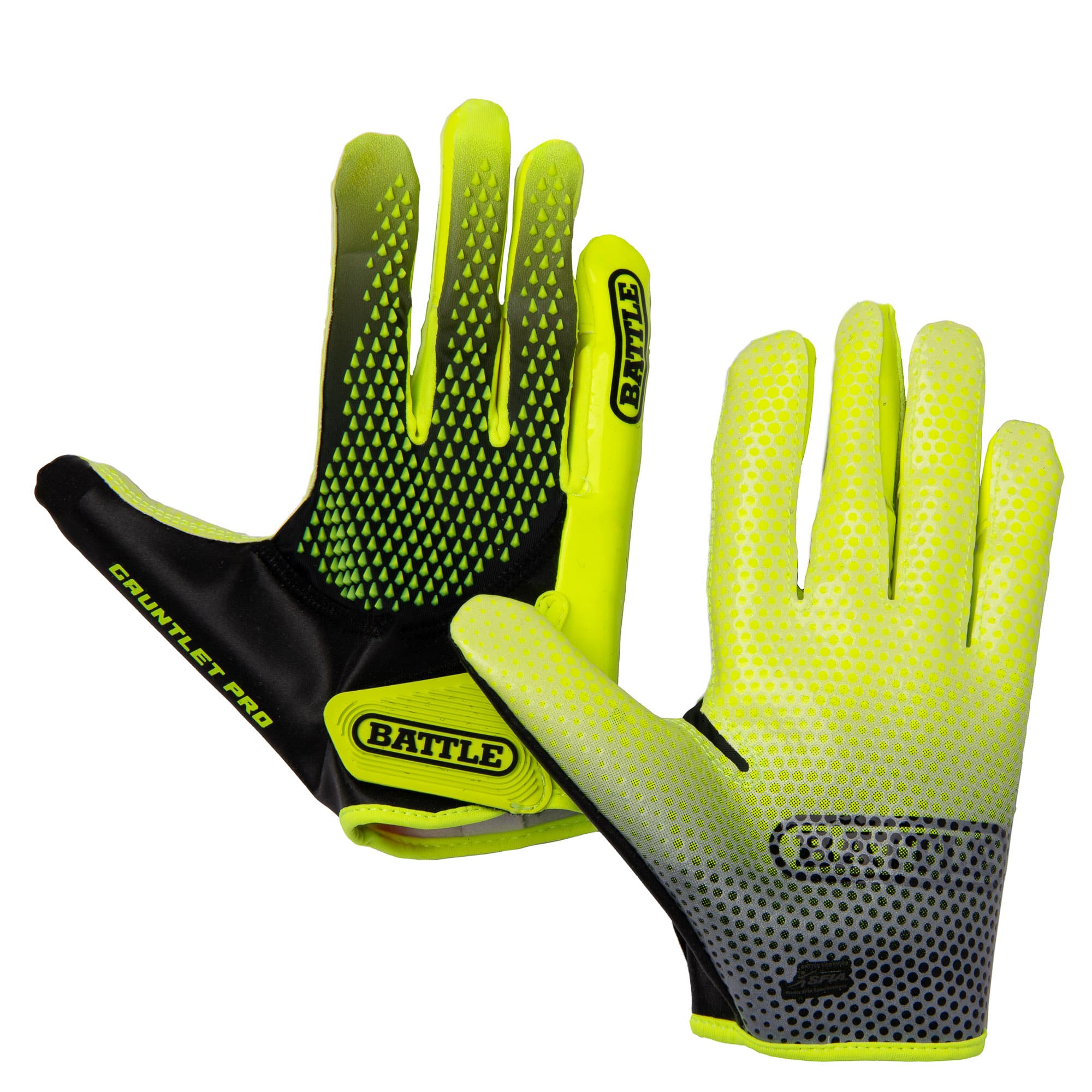 Battle Sports - Gauntlet Pro Receiver Football Glove, Safety Adult, 3XL - Yellow/Black