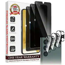 Entronix - Anti-Spy Privacy Screen Protector & Camera Lens Protector Compatible with Galaxy S25 Ultra - 6-Piece Combo - Transparent