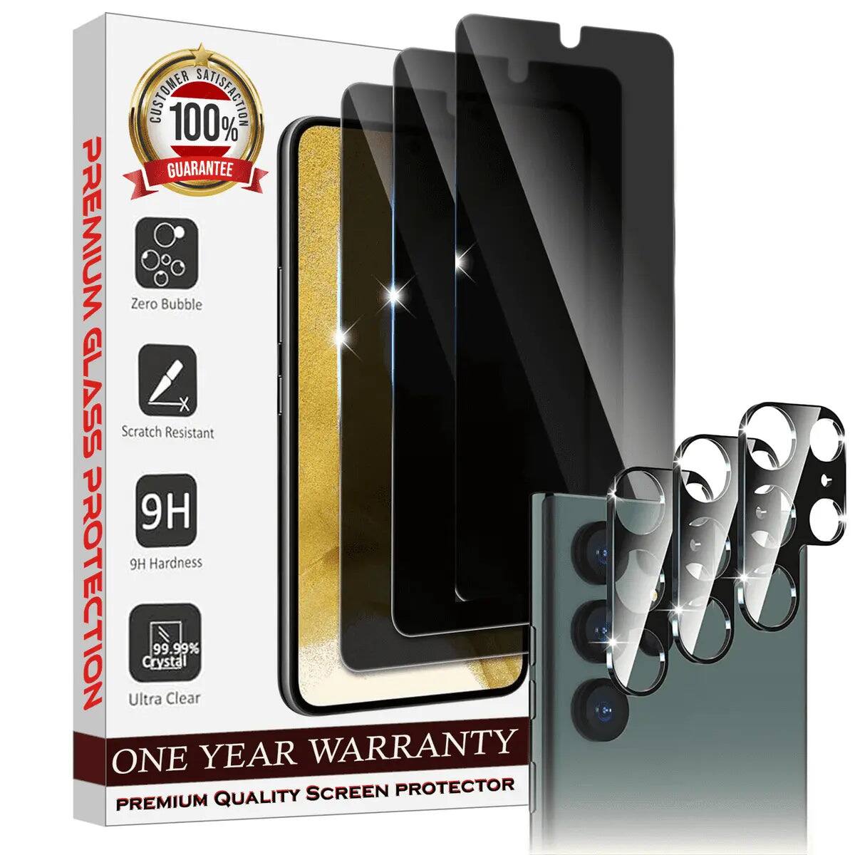 Entronix - Anti-Spy Privacy Screen Protector & Camera Lens Protector Compatible with Galaxy S25 Ultra - 6-Piece Combo - Transparent