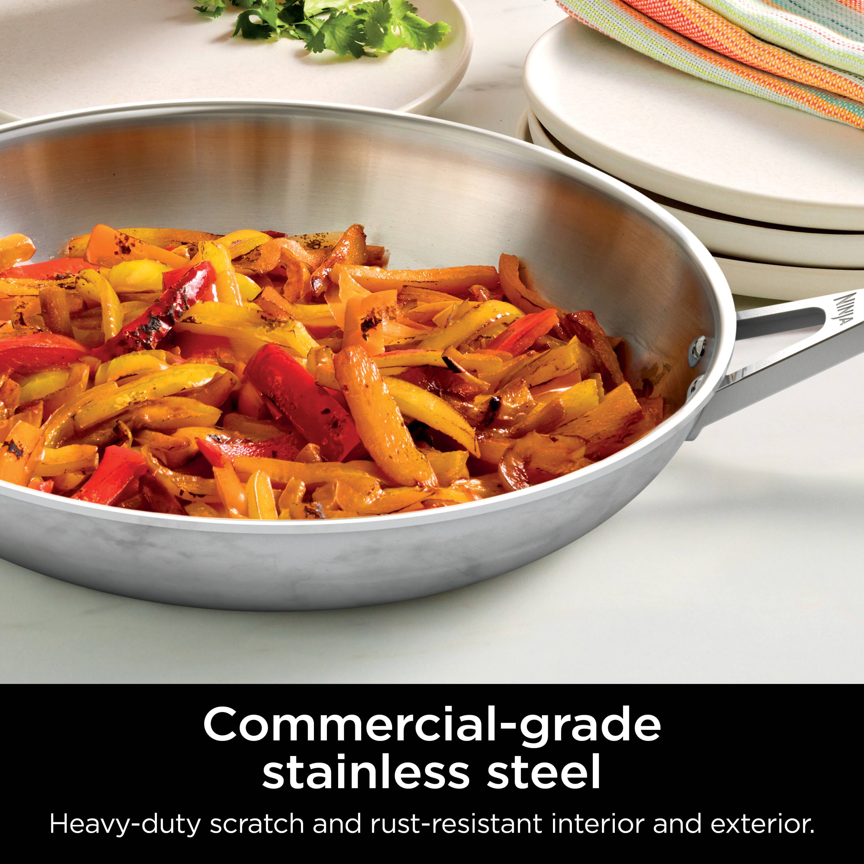Commercial-grade stainless steel  
Heavy-duty scratch and rust-resistant interior and exterior.